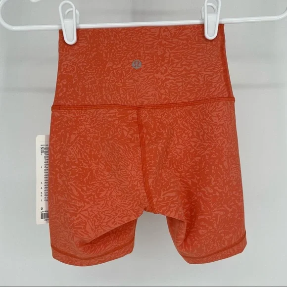 LULULEMON NWT WUNDER TRAIN HIGH RISE BIKE SHORT 6” CRUNCH WARM CORAL 0 14 - Picture 6 of 8
